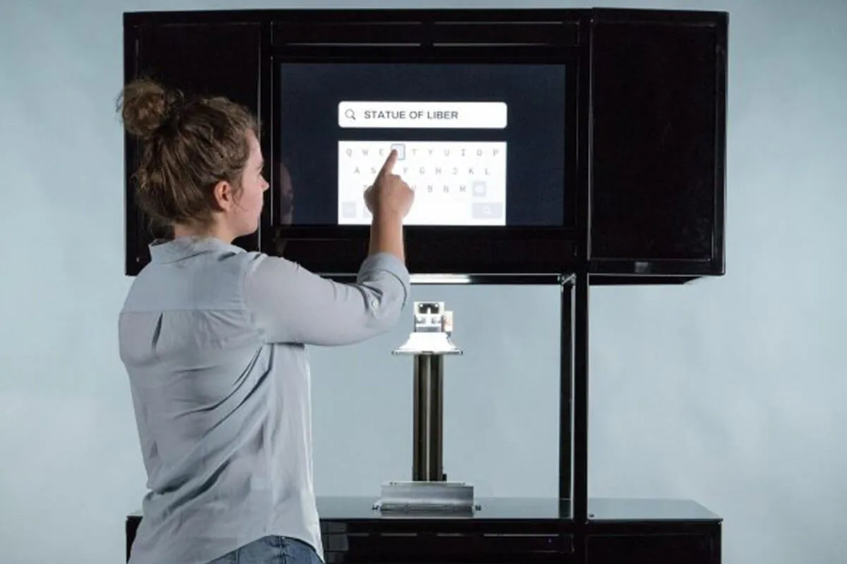 The SourceForm kiosk interface running on its touchscreen.